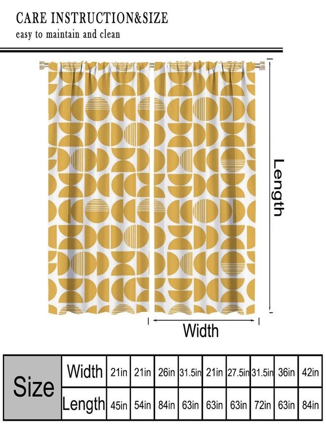KANEPE Geometry Curtains, Yellow Modern Mid Century Aesthetics Circle Pattern Blackout Window Treatments, Rod Pocket Thermal Insulated Drapes 2 Panel Sets for Bedroom Living Room, 42" W X 45" L - Image 2